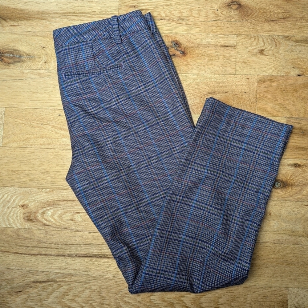 TOMMY HILFIGER Straight Leg Women Pants Size 6 Plaid Pattern Purple Brown Color